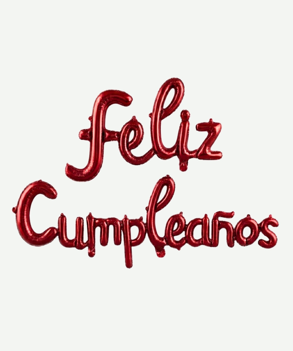 Globo Metalizado Feliz Cumpleaños Cursivo Rojo