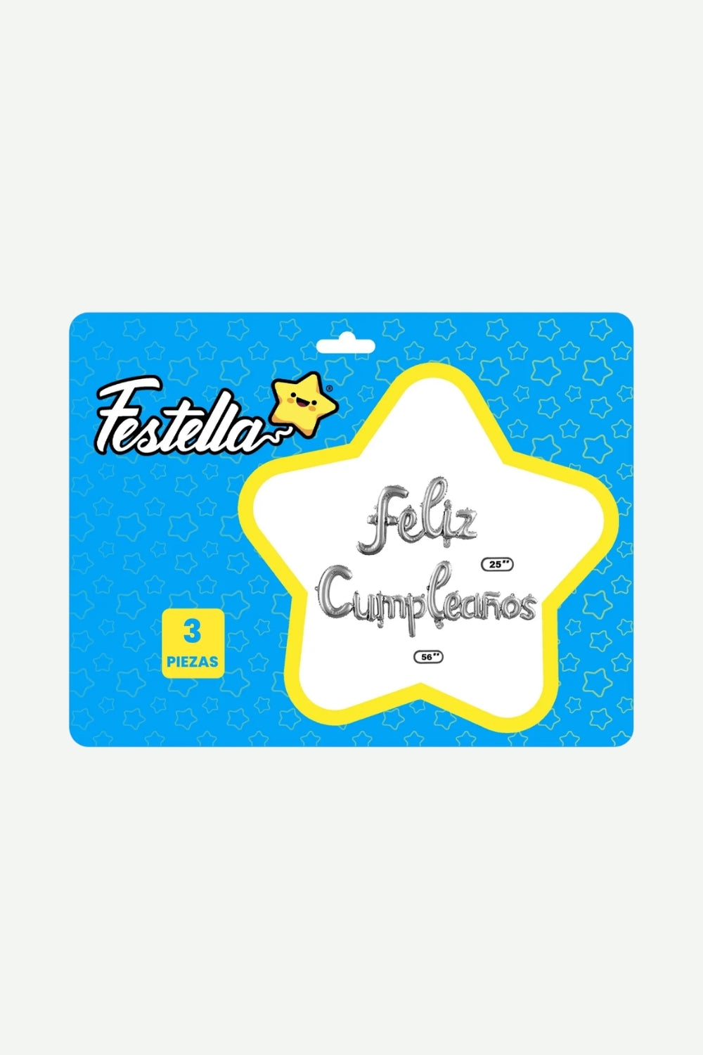 Globo Metalizado Feliz Cumpleaños Cursivo Plateado