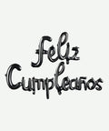 Letrero de Globos Feliz Cumpleaños Cursivo Negro