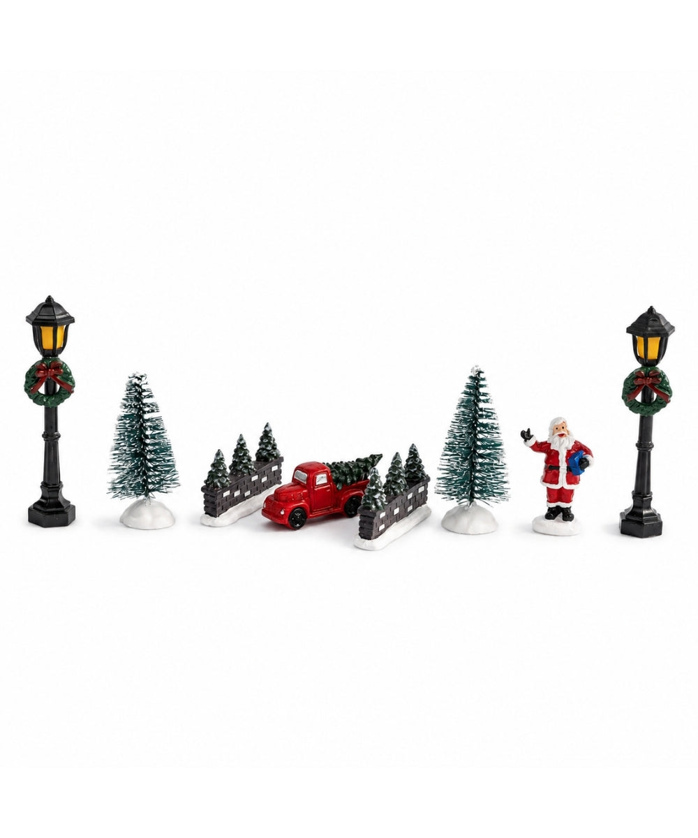 Figuras Navideñas Decorativas 9 cm – Santa, Camioneta y Faroles
