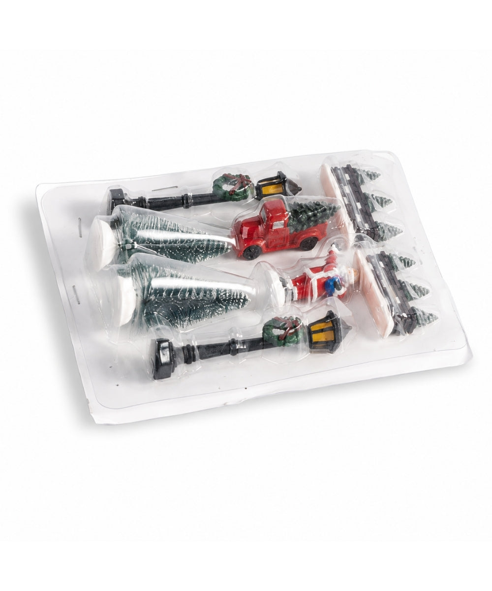 Figuras Navideñas Decorativas 9 cm – Santa, Camioneta y Faroles EMPAQUE