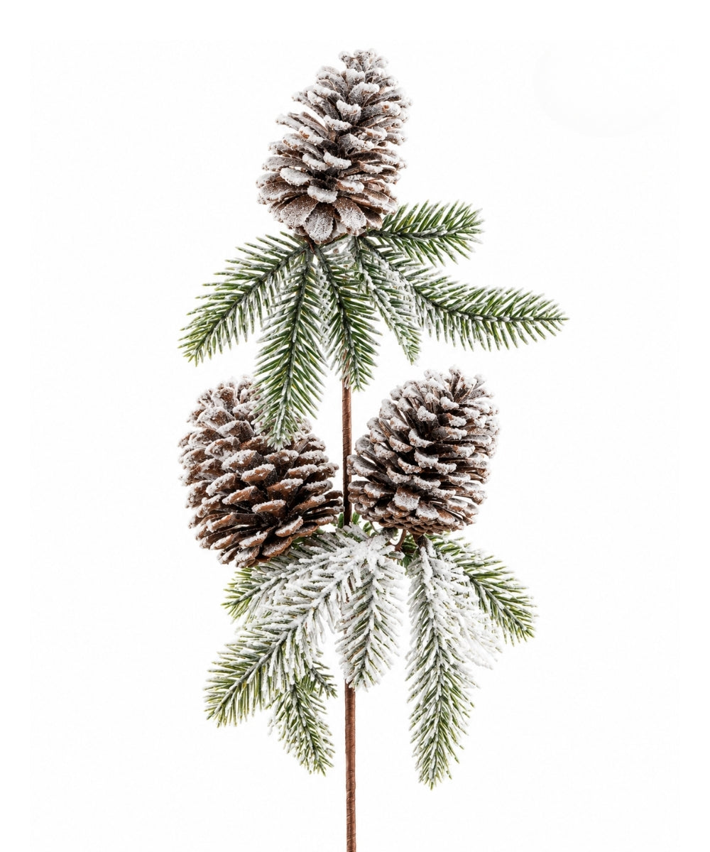 Follaje Navideño con Piñas y Efecto Nevado 65 cm