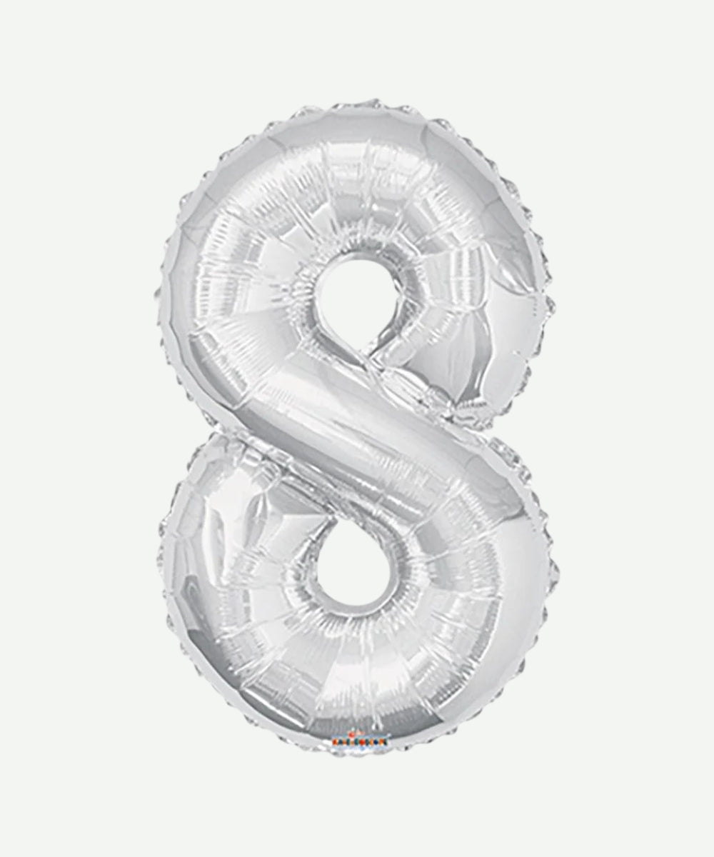 Globo Metalizado Numero Plateado