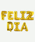 Letrero de Globos Feliz Dia Dorado