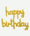 Letrero de Globos Happy Birthday Cursivo Dorado