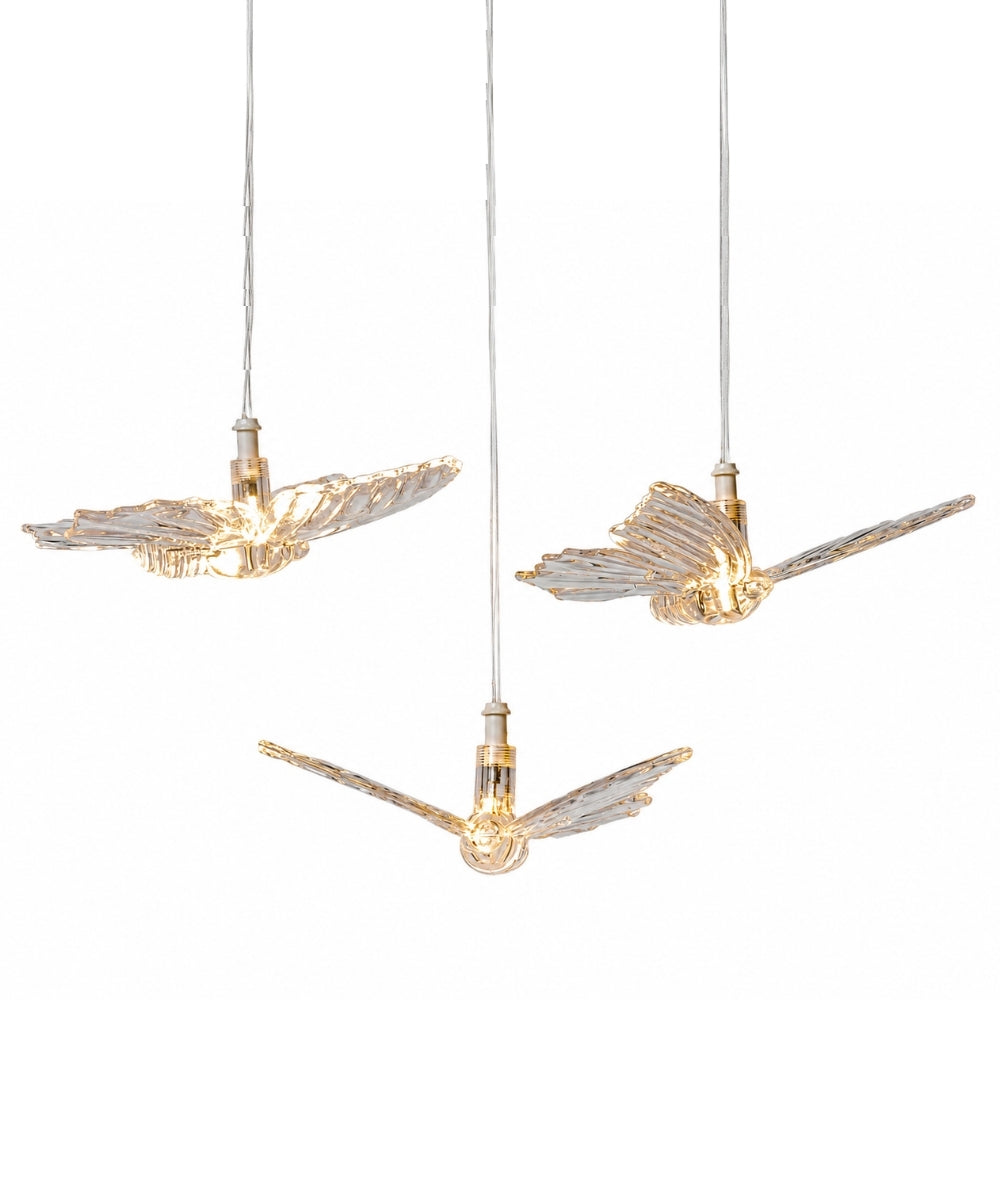 Lámpara Colgante de Mariposas Transparentes con Luz Cálida 175 cm