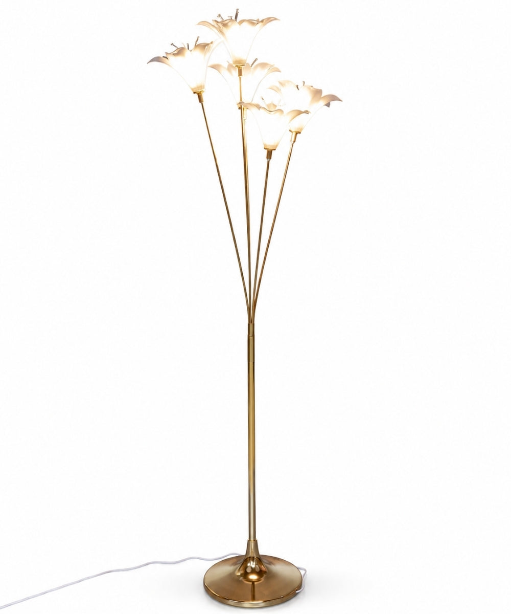 Lámpara de Pie Dorada con Flores Iluminadas 147 cm