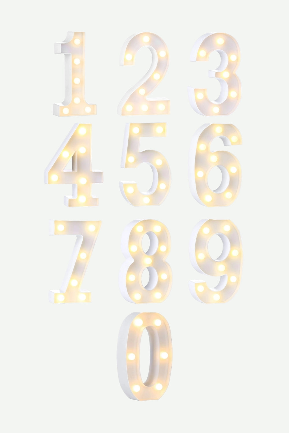 Lampara En Forma De Numero Con Luz Calida