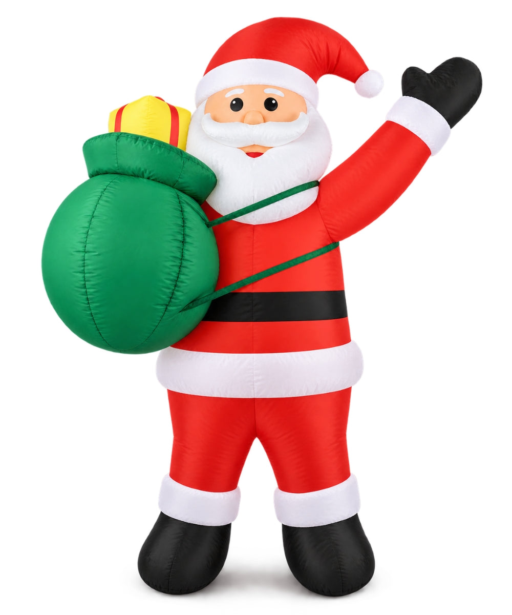 Inflable Navideño Santa Claus Rojo con Saco Verde y Regalo 1.50 m