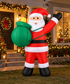 Inflable Navideño Santa Claus Rojo con Saco Verde y Regalo 1.50 m