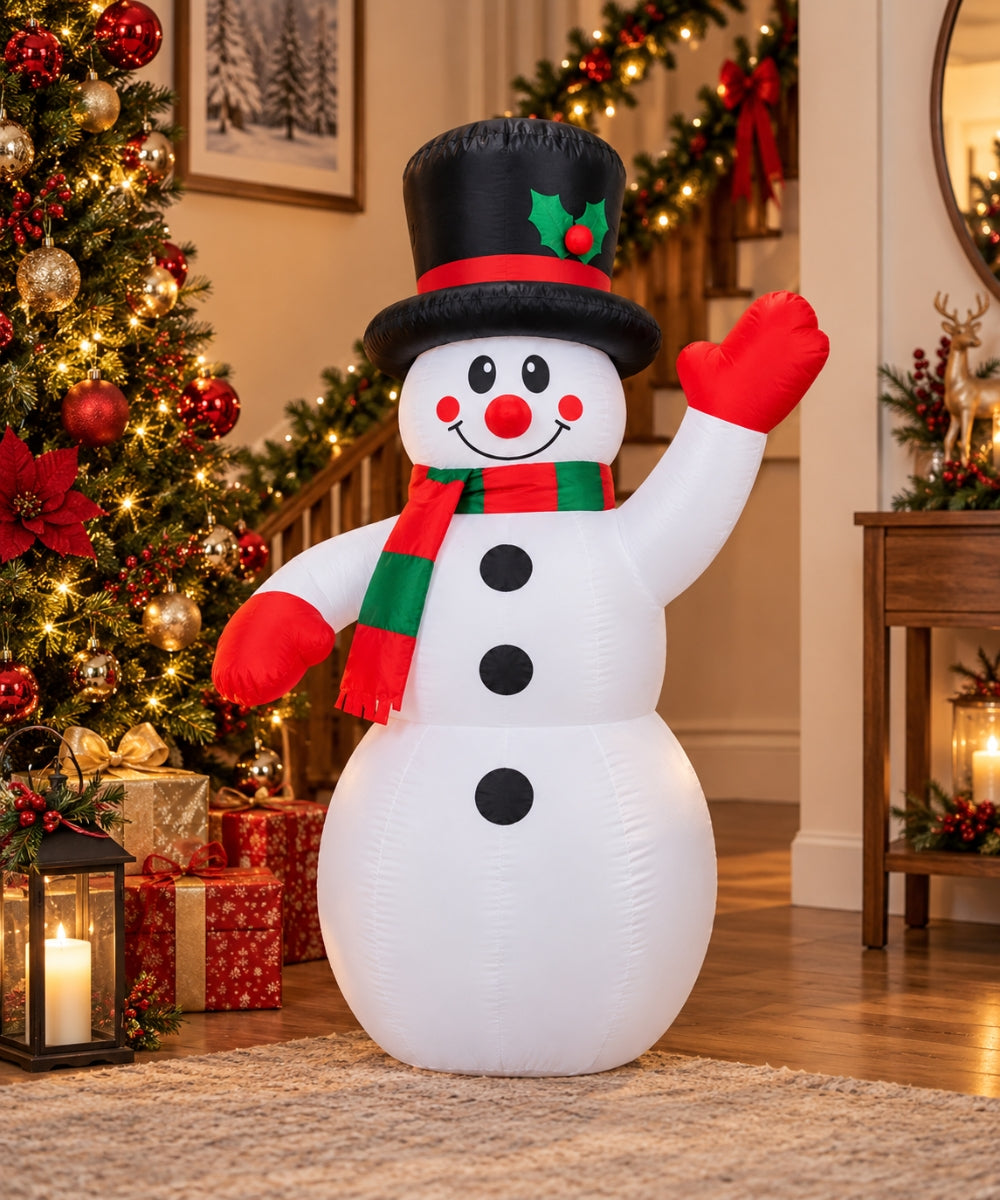 Inflable Navideño Muñeco de Nieve Blanco 2 Metros