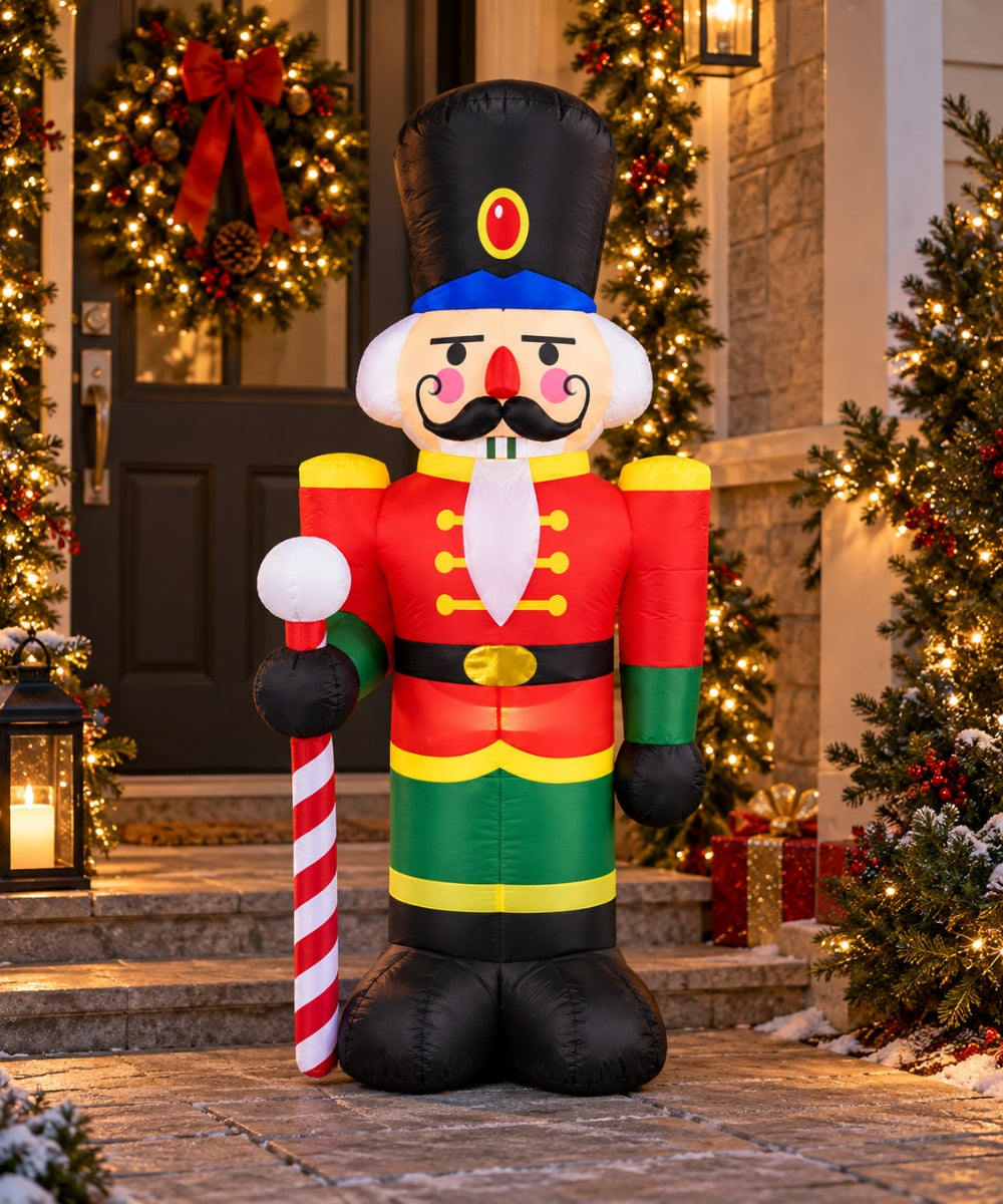 Inflable Navideño Cascanueces Rojo, Verde y Negro 1.20 m