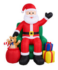 Inflable Navideño Rojo Santa Claus en Sillón con Regalos 2.40 m