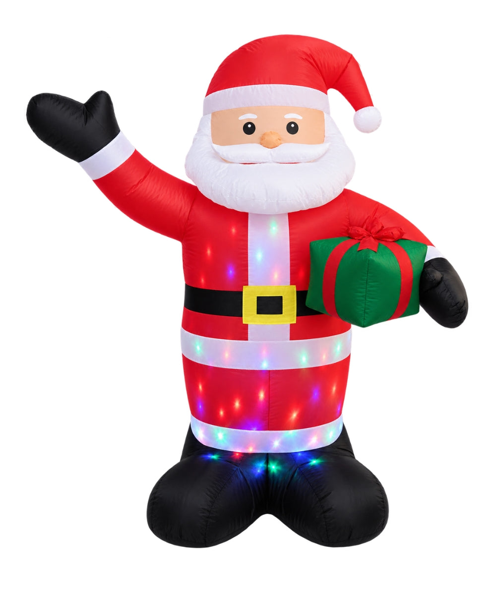 Inflable Navideño Papá Noel con Luces Multicolor y Regalo 2.40 m