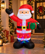 Inflable Navideño Papá Noel con Luces Multicolor y Regalo 2.40 m