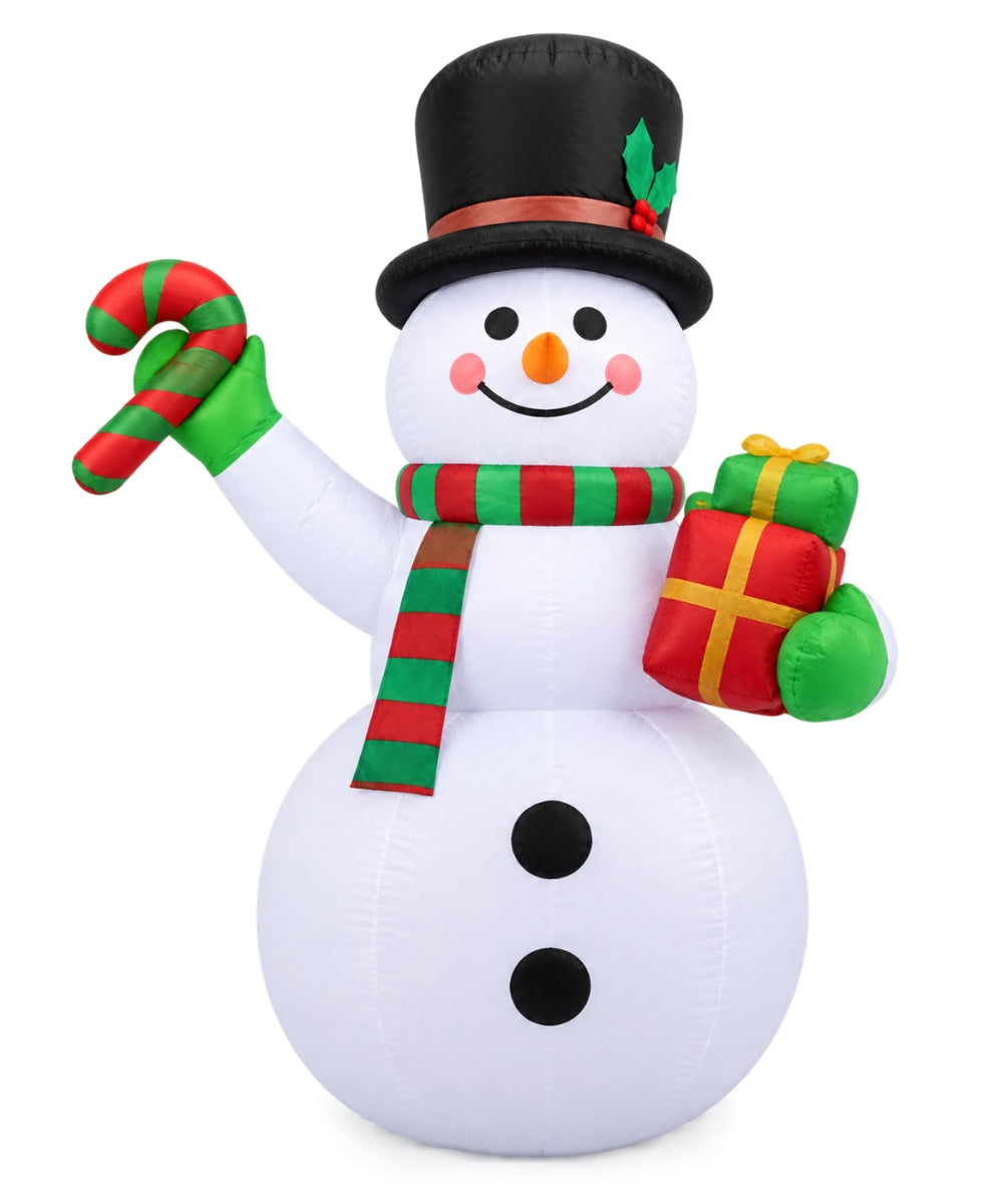Inflable Navideño Muñeco de Nieve Blanco con Regalos 2.40 m