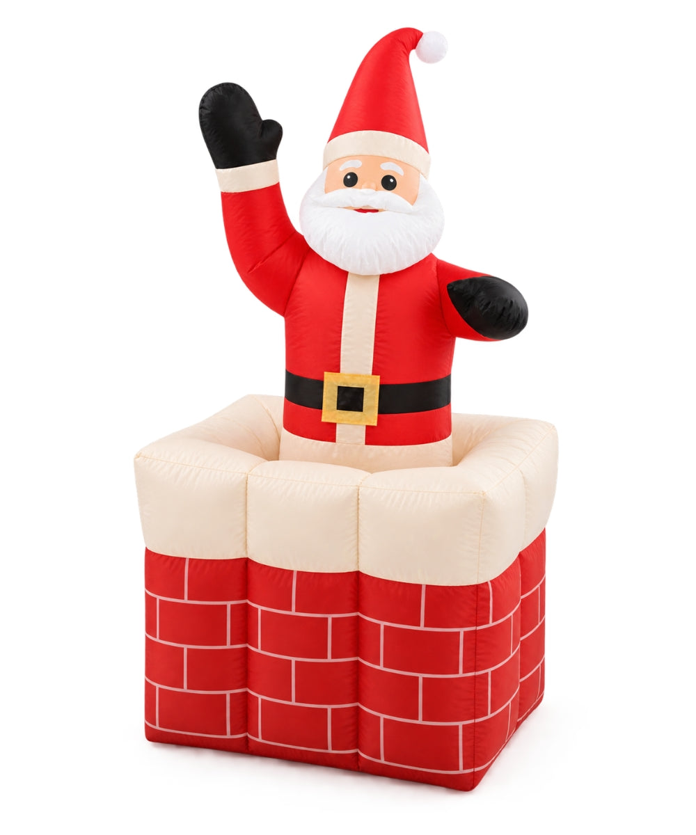 Inflable Navideño Santa Claus en Chimenea Rojo y Blanco 1.60 m