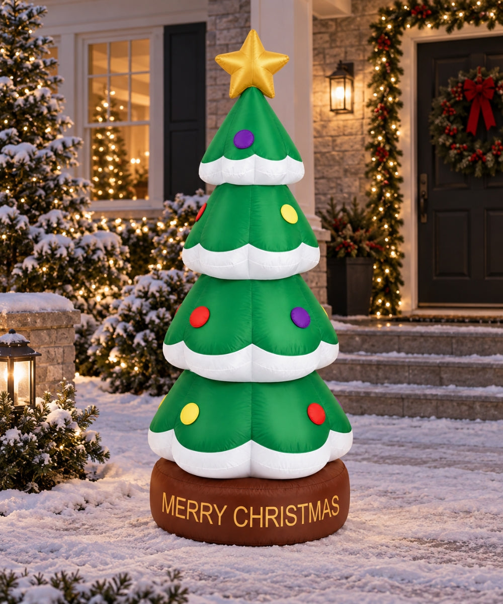 Inflable Navideño Árbol de Navidad Verde con Estrella Dorada 2.10 m