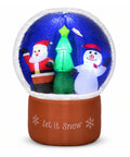 Inflable Navideño Globo de Nieve Azul con Santa, Muñeco de Nieve y Árbol 1.20 m