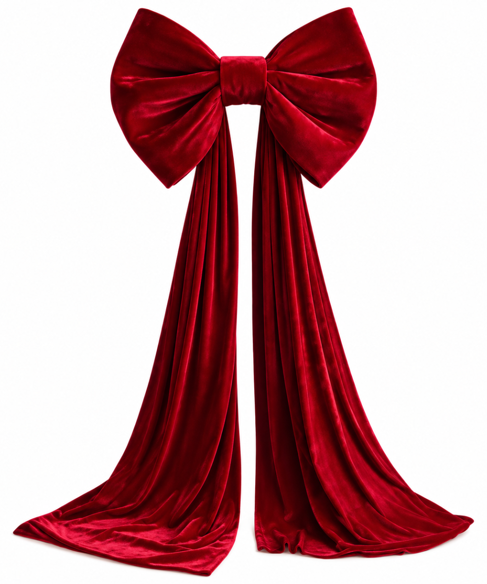 Moño Navideño Rojo de Terciopelo 50 x 70 cm – 2 m