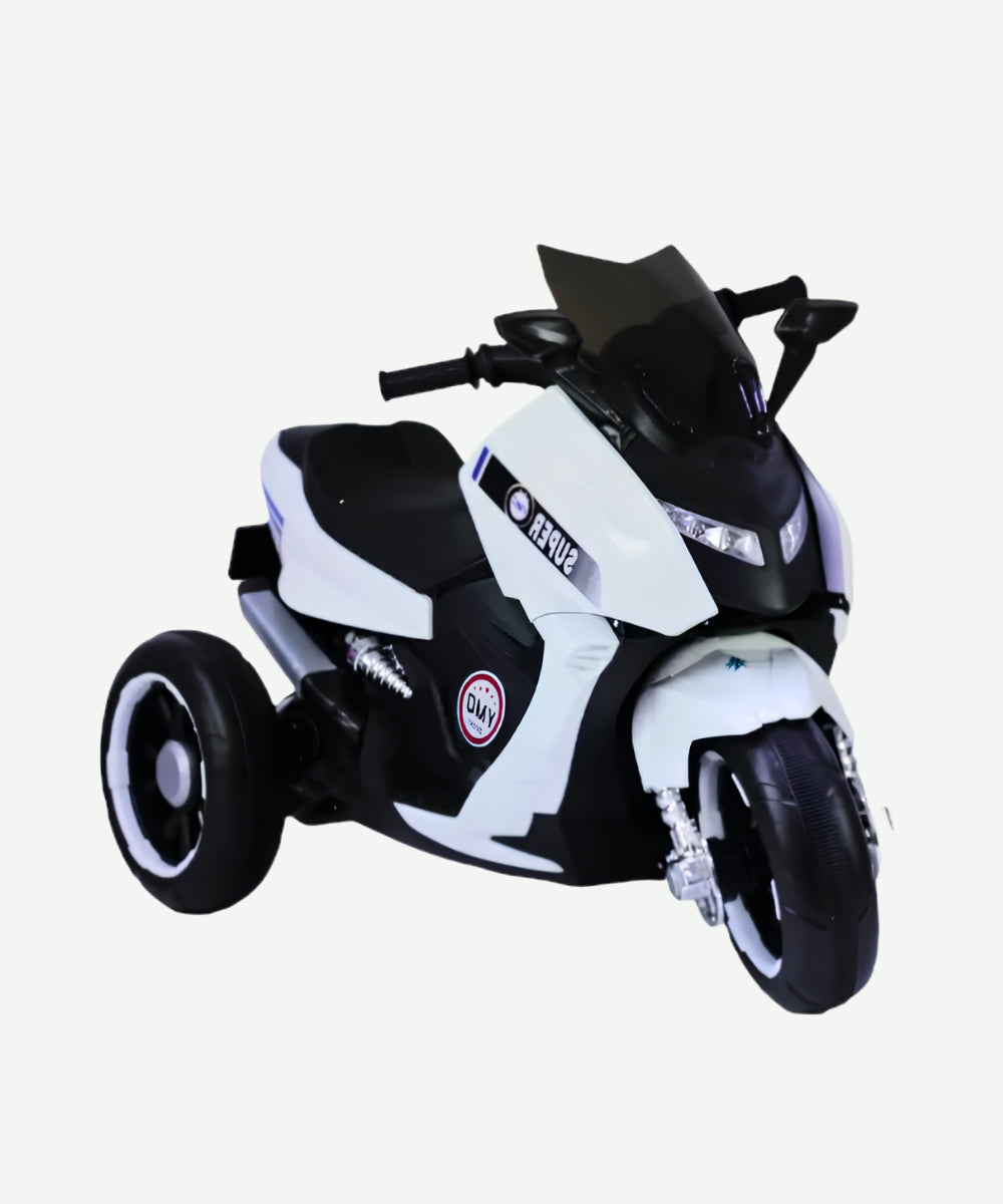 Moto Max Eléctrica Blanca Infantil Montable para Niños Vehículo de Paseo