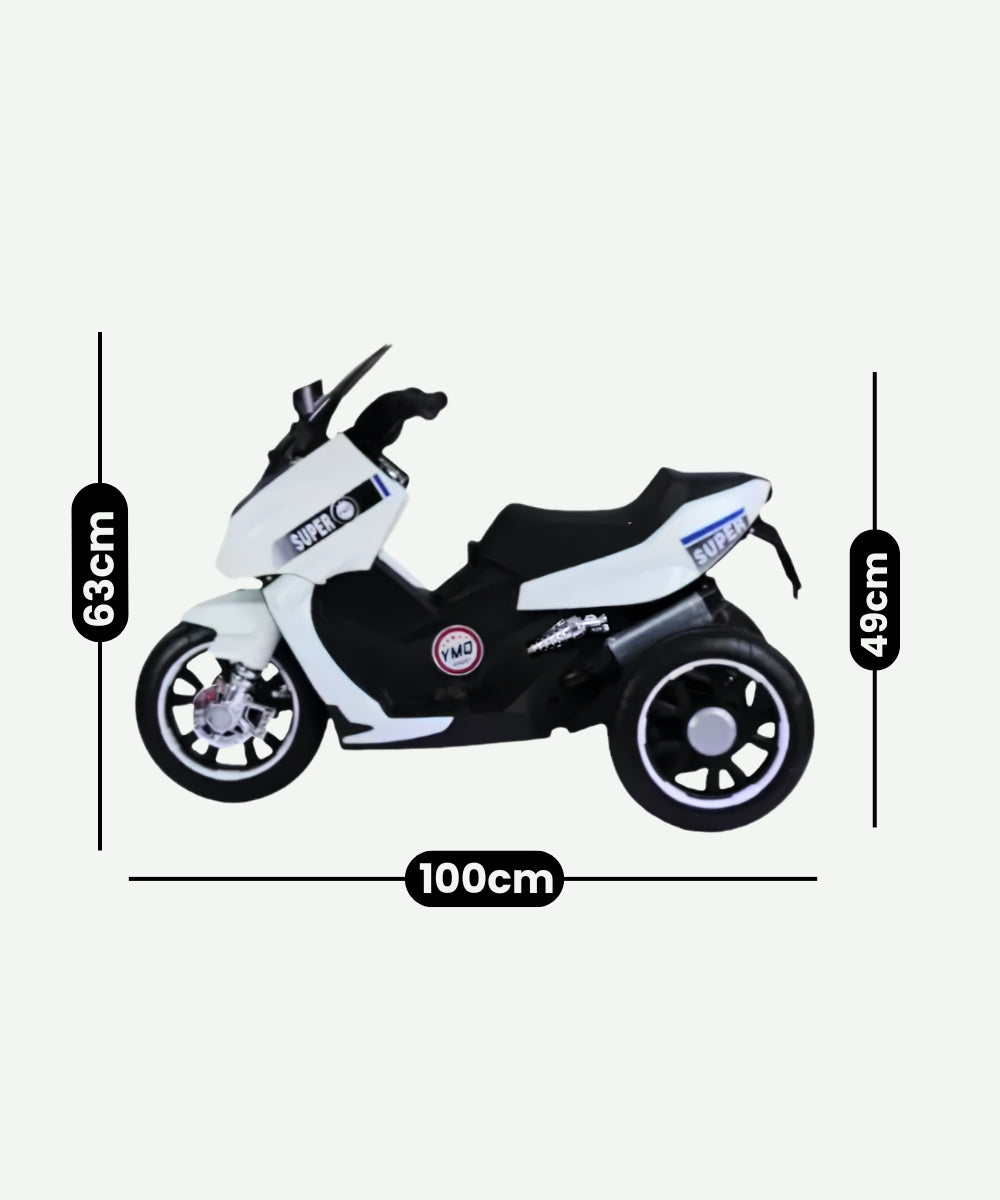 Moto Max Eléctrica Blanca Infantil Montable para Niños Vehículo de Paseo