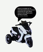 Moto Max Eléctrica Blanca Infantil Montable para Niños Vehículo de Paseo