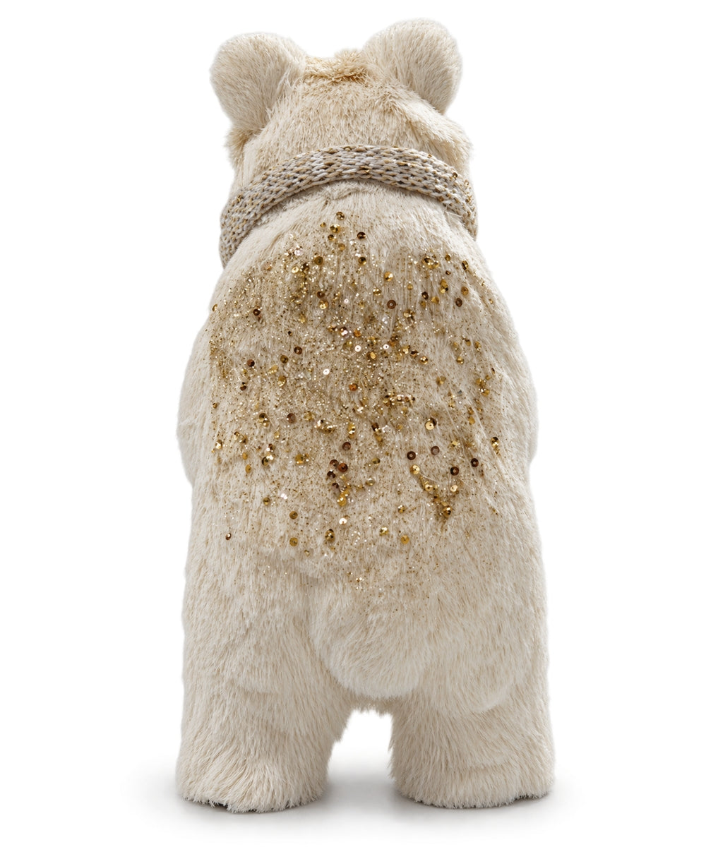 Oso Navideño Decorativo Beige con Bufanda y Corona 14 x 30 cm