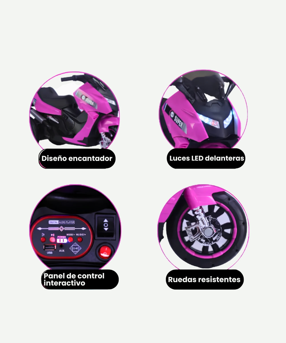 Moto Max Eléctrica Rosa Infantil Montable para Niñas Vehículo de Paseo