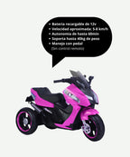 Moto Max Eléctrica Rosa Infantil Montable para Niñas Vehículo de Paseo