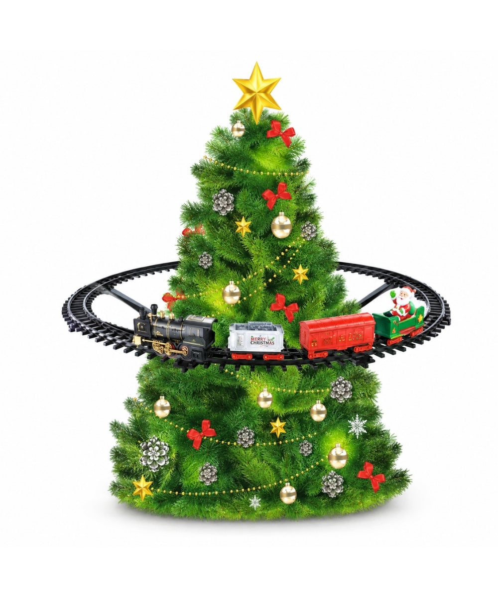 Tren Navideño Colgante para Árbol Negro, Rojo y Blanco 89 cm