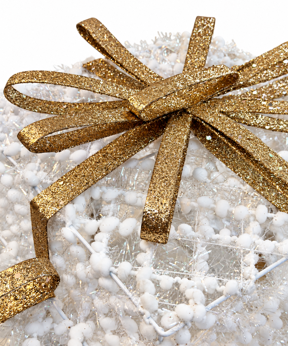 Regalos Navideños Blancos y Dorados Set x3