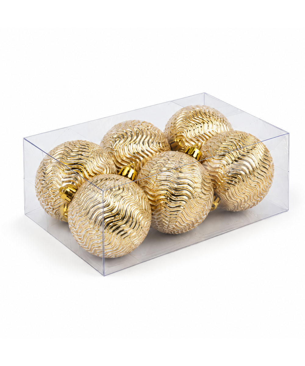 Bola Navideña Blanca y Dorada Set x6 de 12 cm