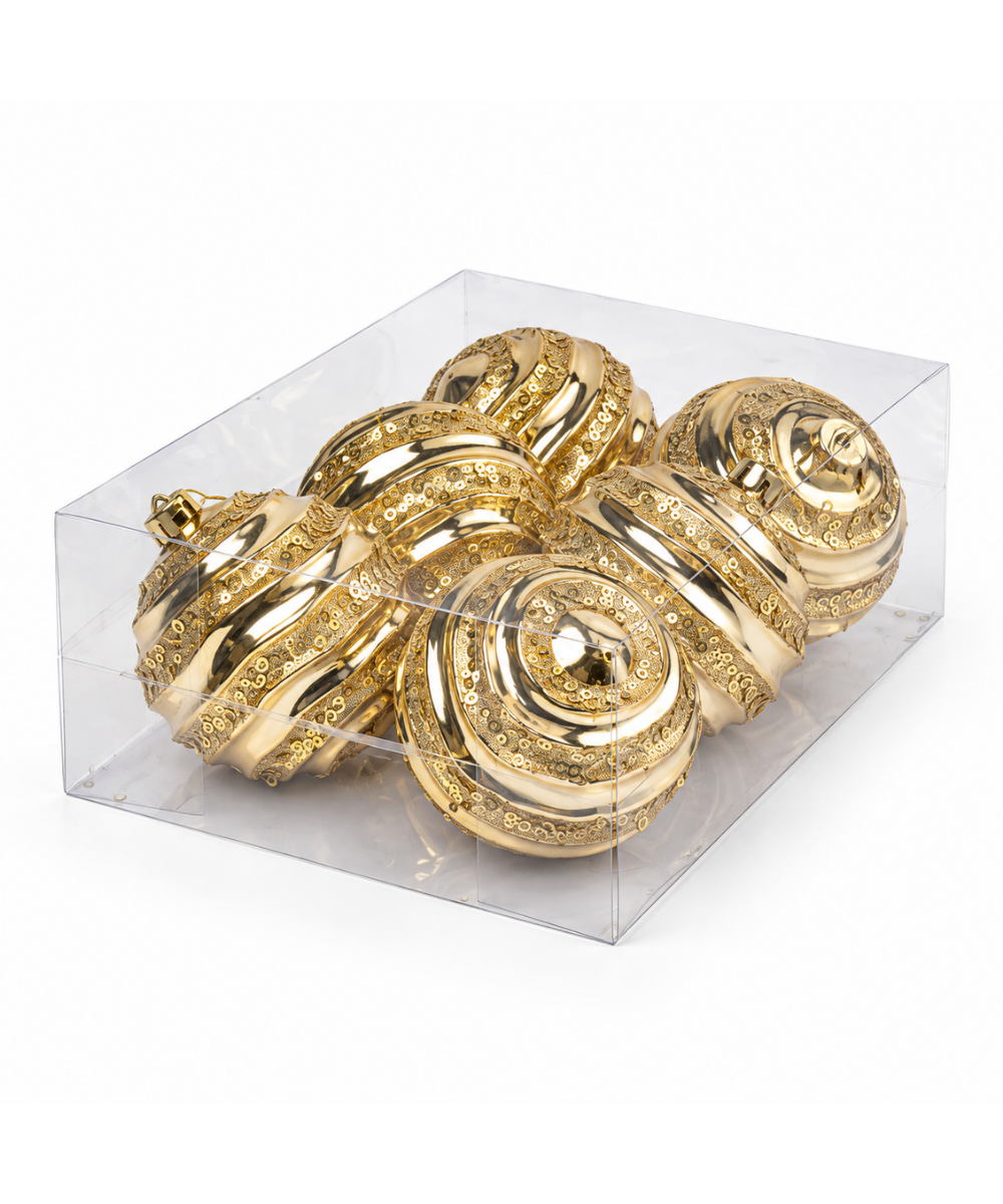 Bola Navideña Dorada Set x6 de 12 cm Decorativa