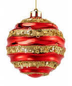 Set x6 Bolas Navideñas Rojas con Dorado de 12 cm