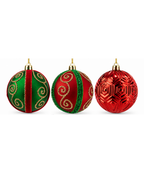 Bolas Navideñas Rojas y Verdes Set x6 8 cm