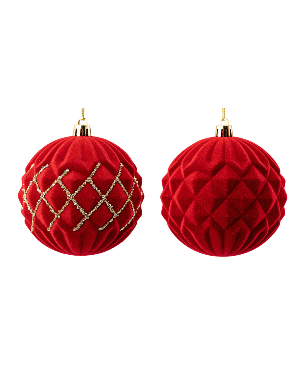Bolas Navideñas Rojas Gamuzadas Set x6 10 cm
