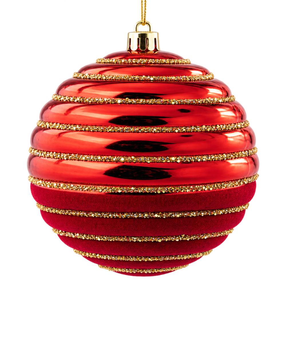 Bolas Navideñas Rojas con Dorado Set x6 10 cm