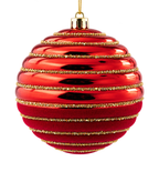 Bolas Navideñas Rojas con Dorado Set x6 10 cm