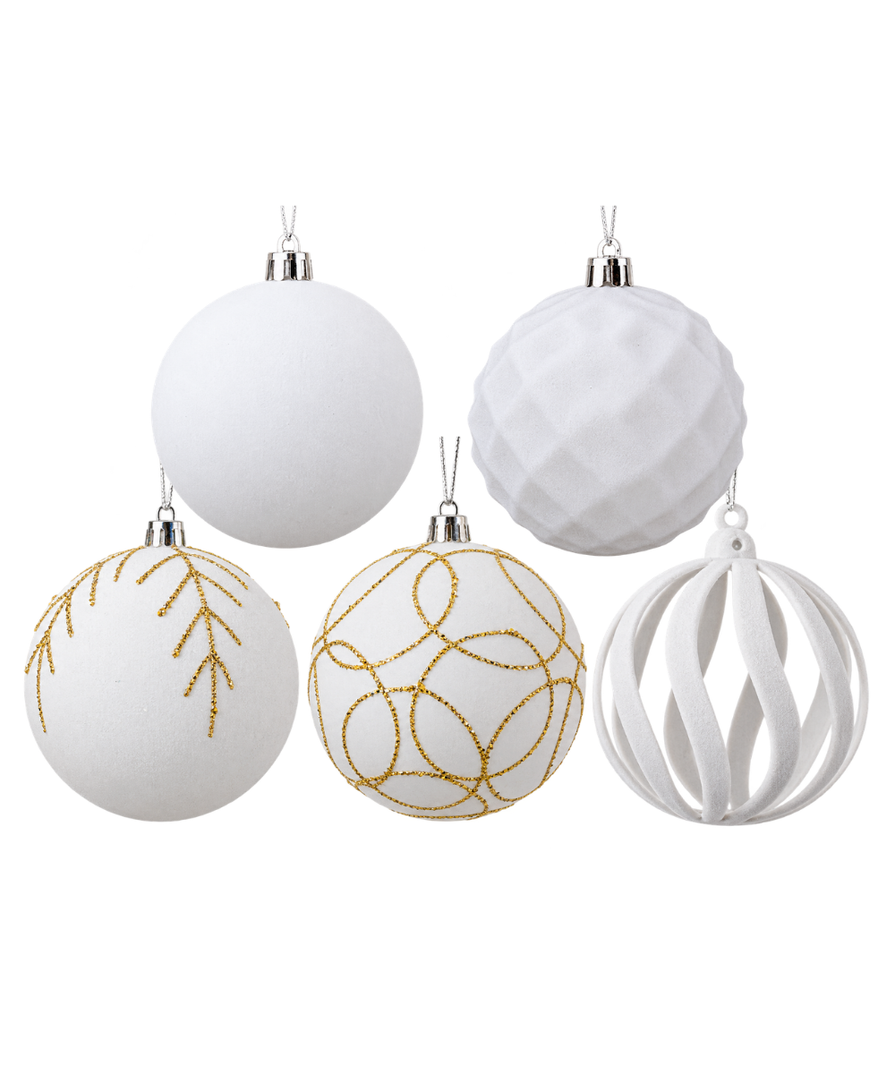 Bolas Navideñas Blancas y Doradas Set x30 10 cm