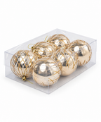 Bola Navideña Champagne Set x6 de 10 cm con Detalles Dorados