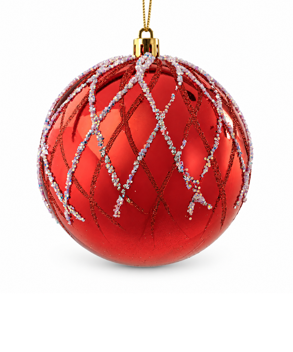 Bola Navideña Roja Set x6 de 10 cm para Árbol de Navidad