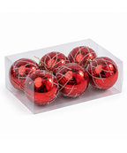 Bola Navideña Roja Set x6 de 10 cm para Árbol de Navidad