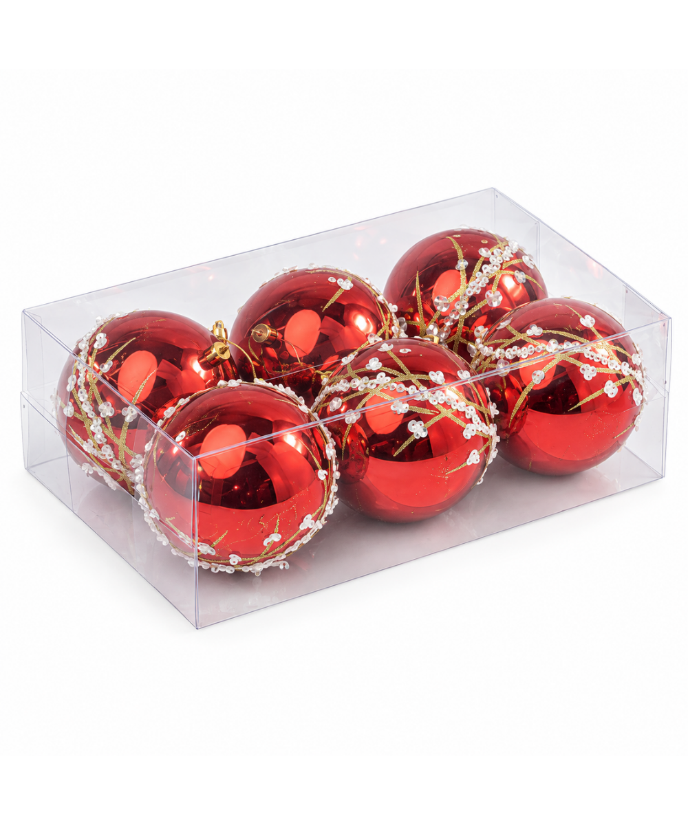 Bola Navideña Roja Set x6 de 10 cm