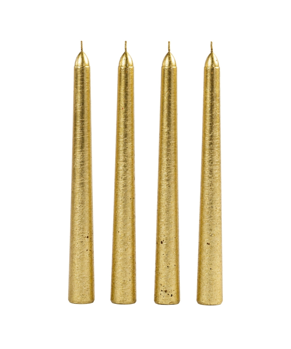 Set x4 Velas Navideñas Doradas Largas