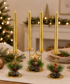 Set x4 Velas Navideñas Doradas Largas