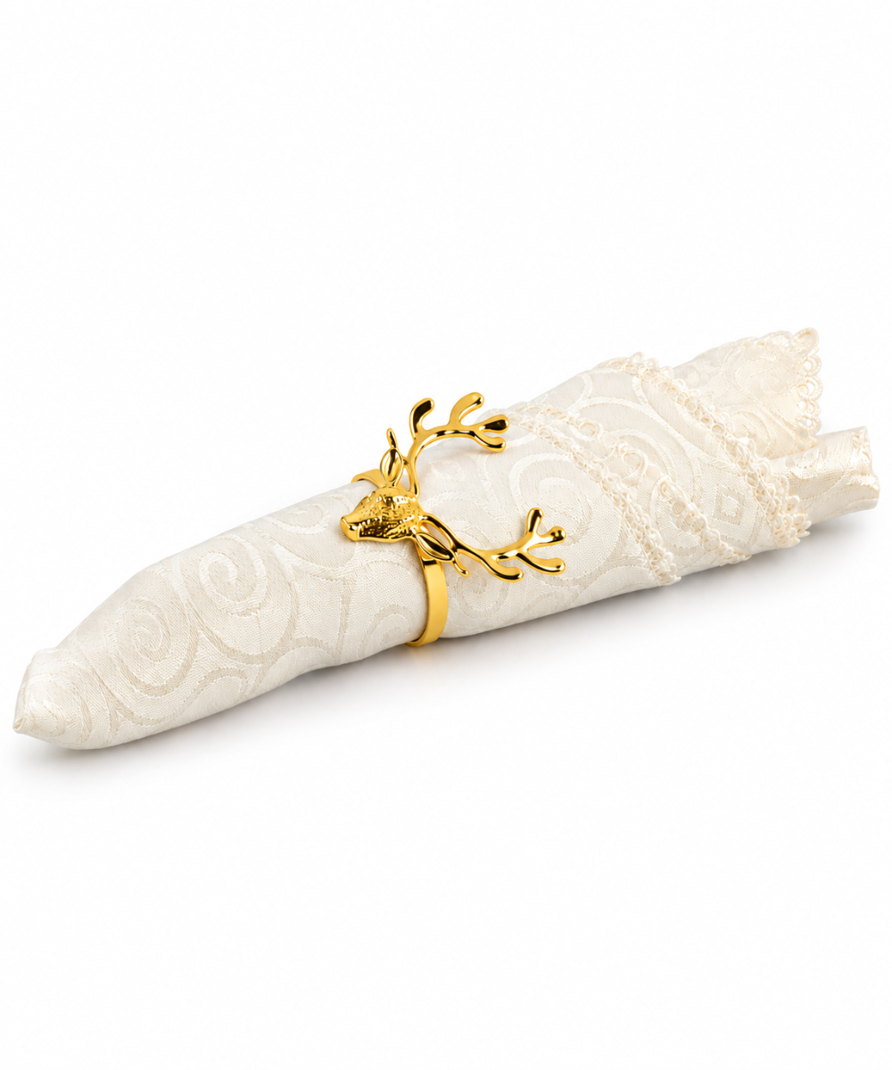 Servilleteros Cabeza de Reno Dorado Set x6 – 5 cm