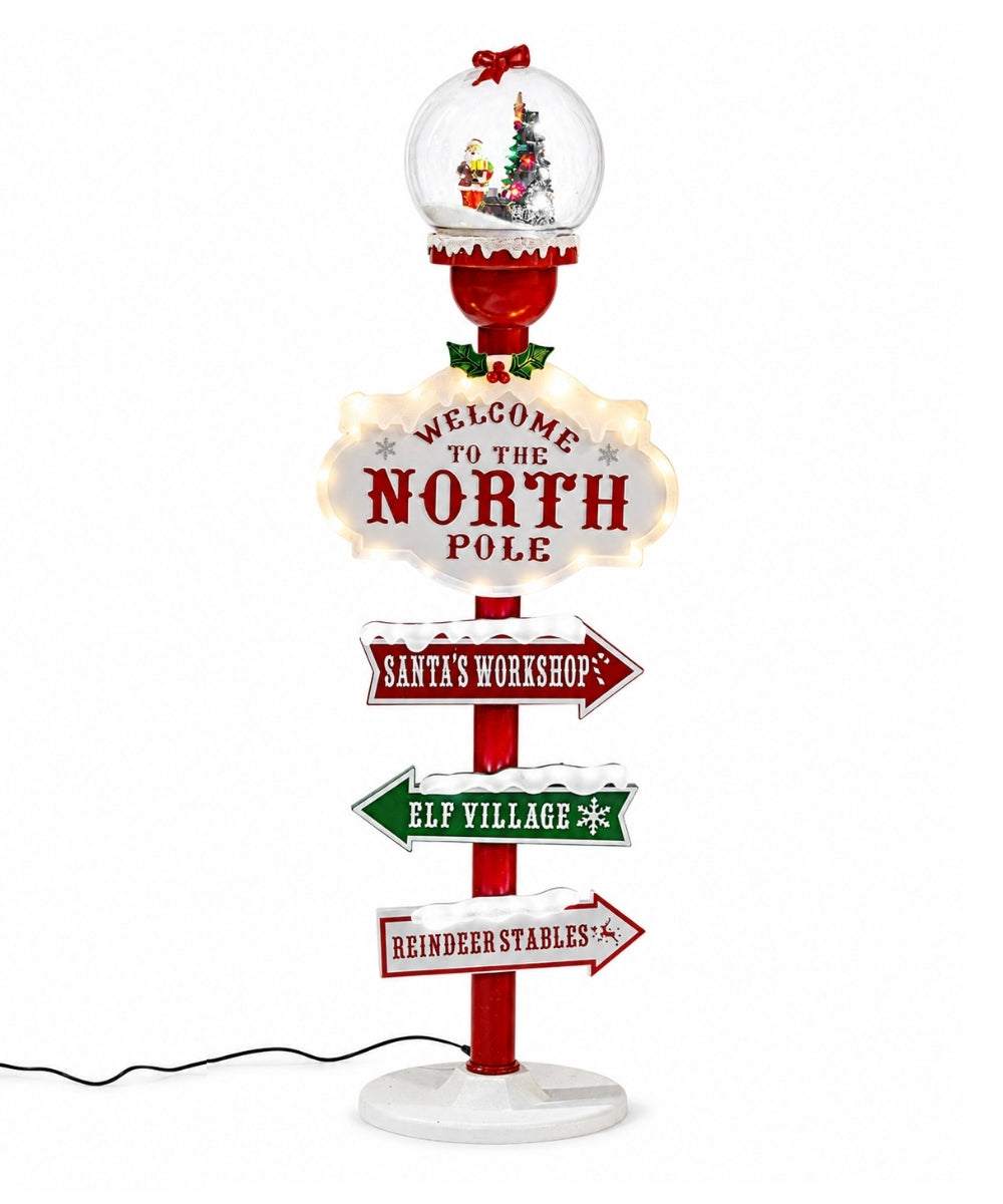 Letrero Navideño Iluminado Polo Norte con Burbuja Decorativa