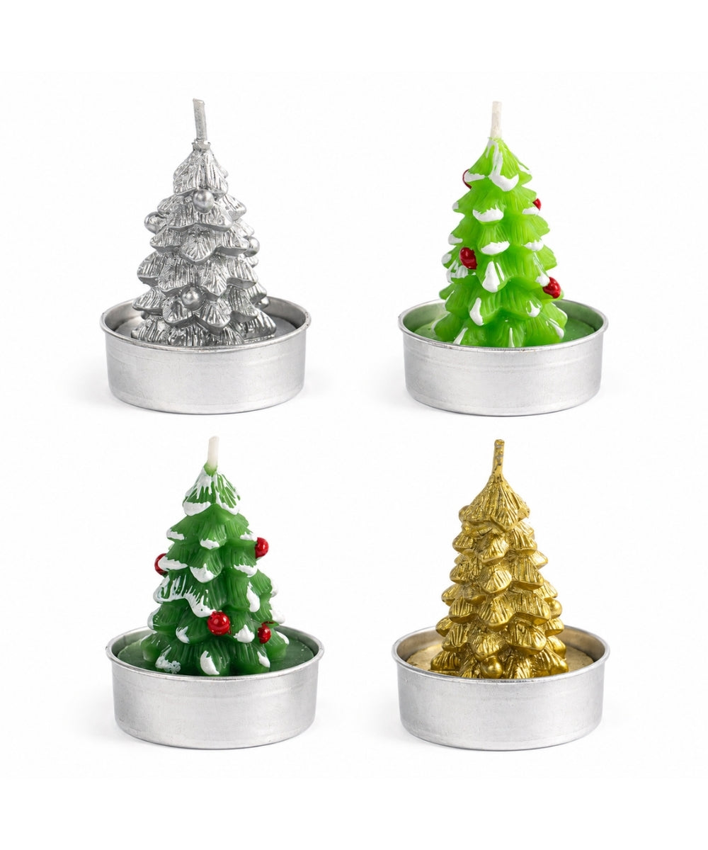 Set x4 Velas Navideñas Diseño Árbol 6 x 4 cm