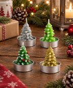 Set x4 Velas Navideñas Diseño Árbol 6 x 4 cm